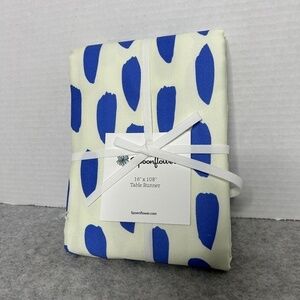 Spoonflower Tablerunner Abstract Blue 16x108” NWT
